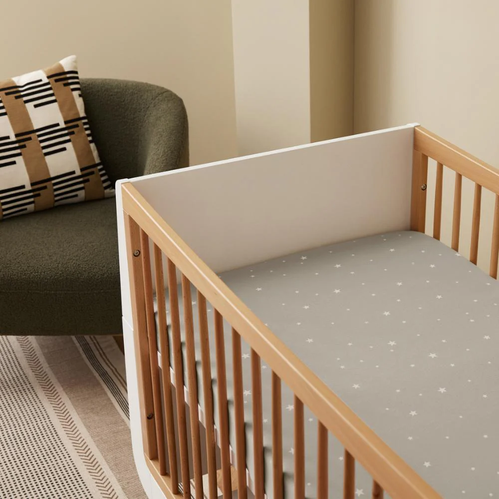 Cot & Cot Bed 2 Pack Fitted Sheet – Grey / Star - Image 2