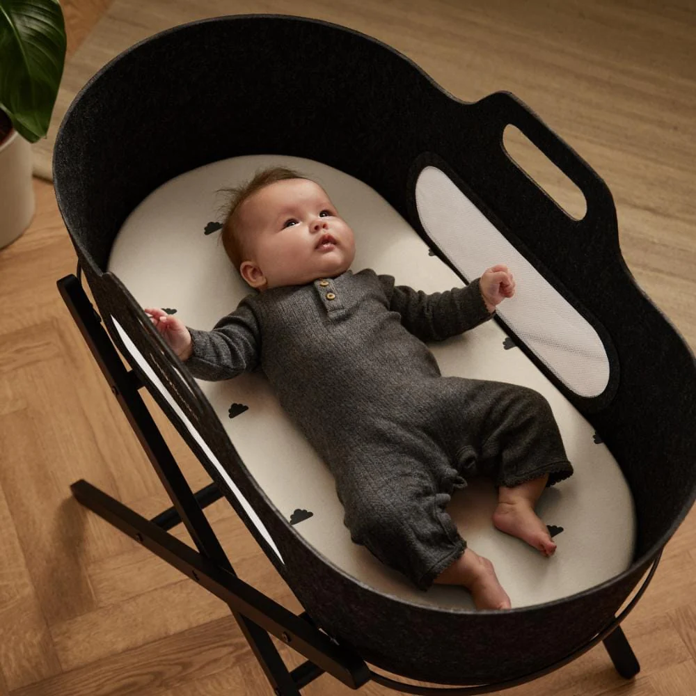 Moses Basket/Pram 2 Pack Fitted Sheets – Sand / Cloud - Image 3