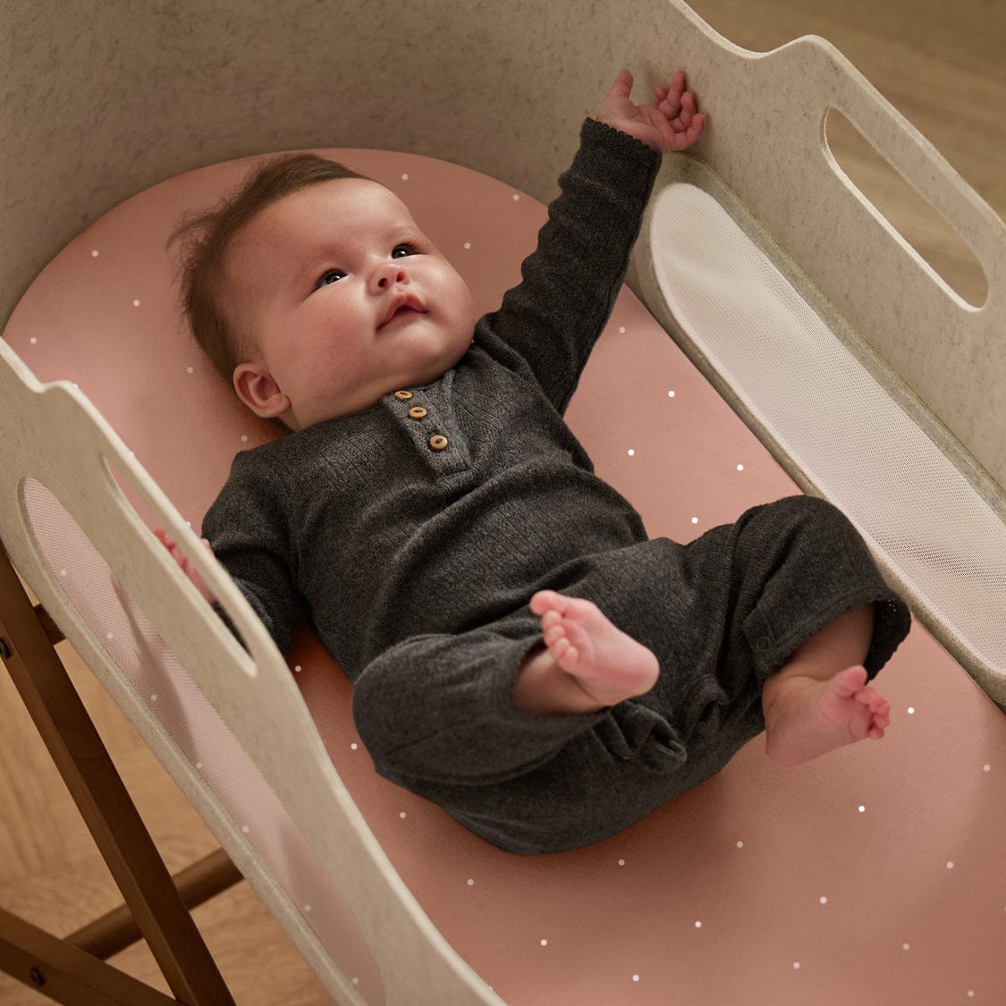 Moses Basket/Pram 2 Pack Fitted Sheets - Blush / Dot - Image 3