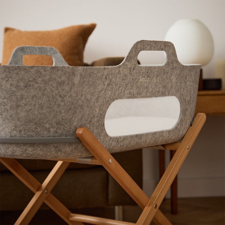 SnuzBaskit Light Grey Moses Basket & Natural Stand - Image 5