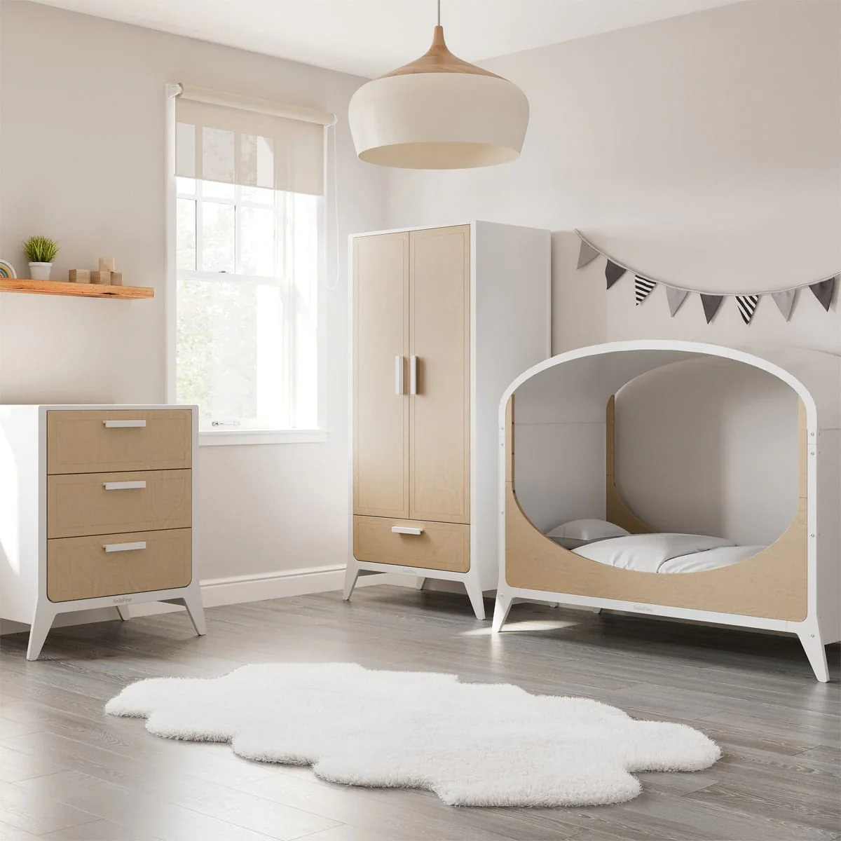SnuzFino 2 Piece Nursery Furniture Set – White Natural - Image 10