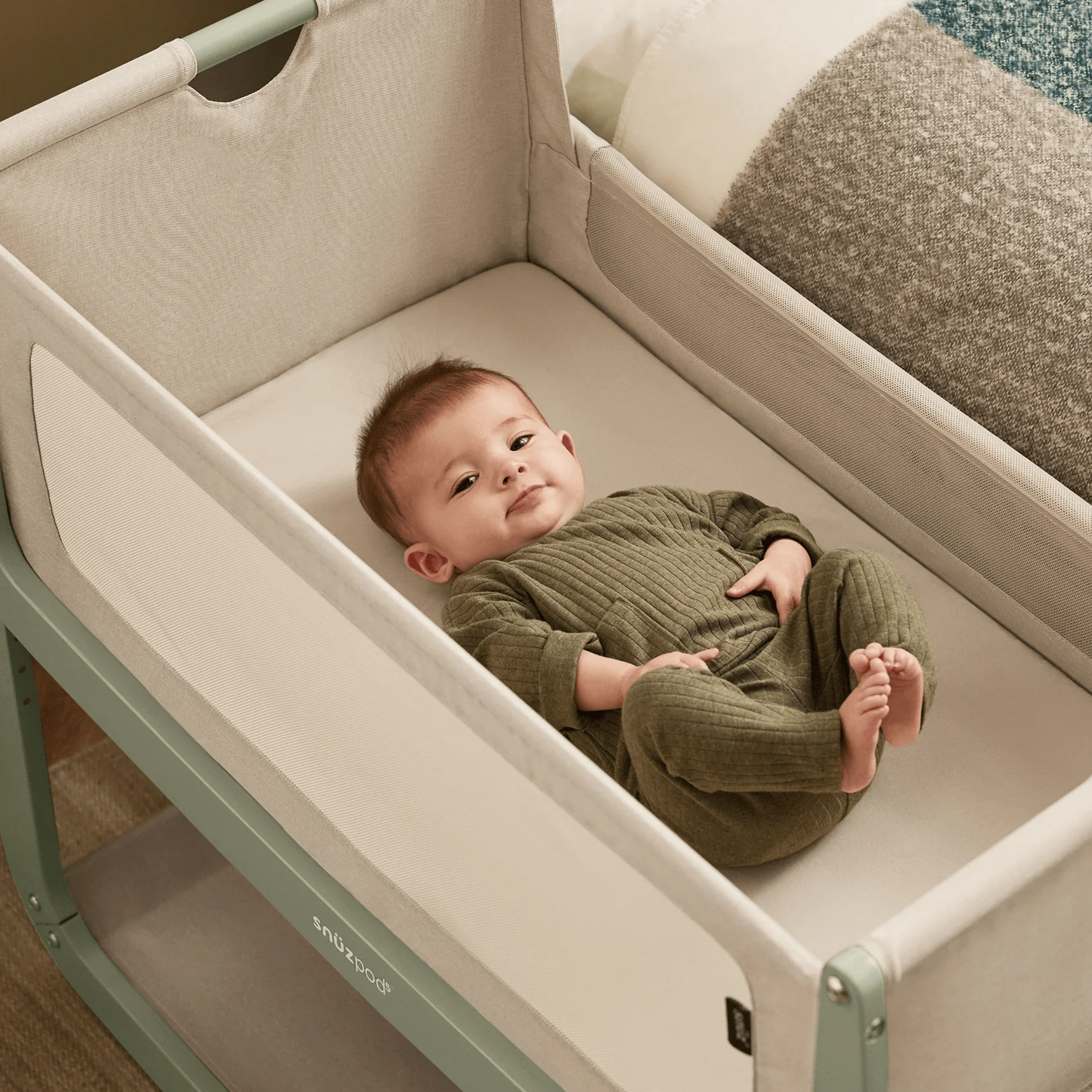SnuzPod5 Bedside Crib Sage - Image 3