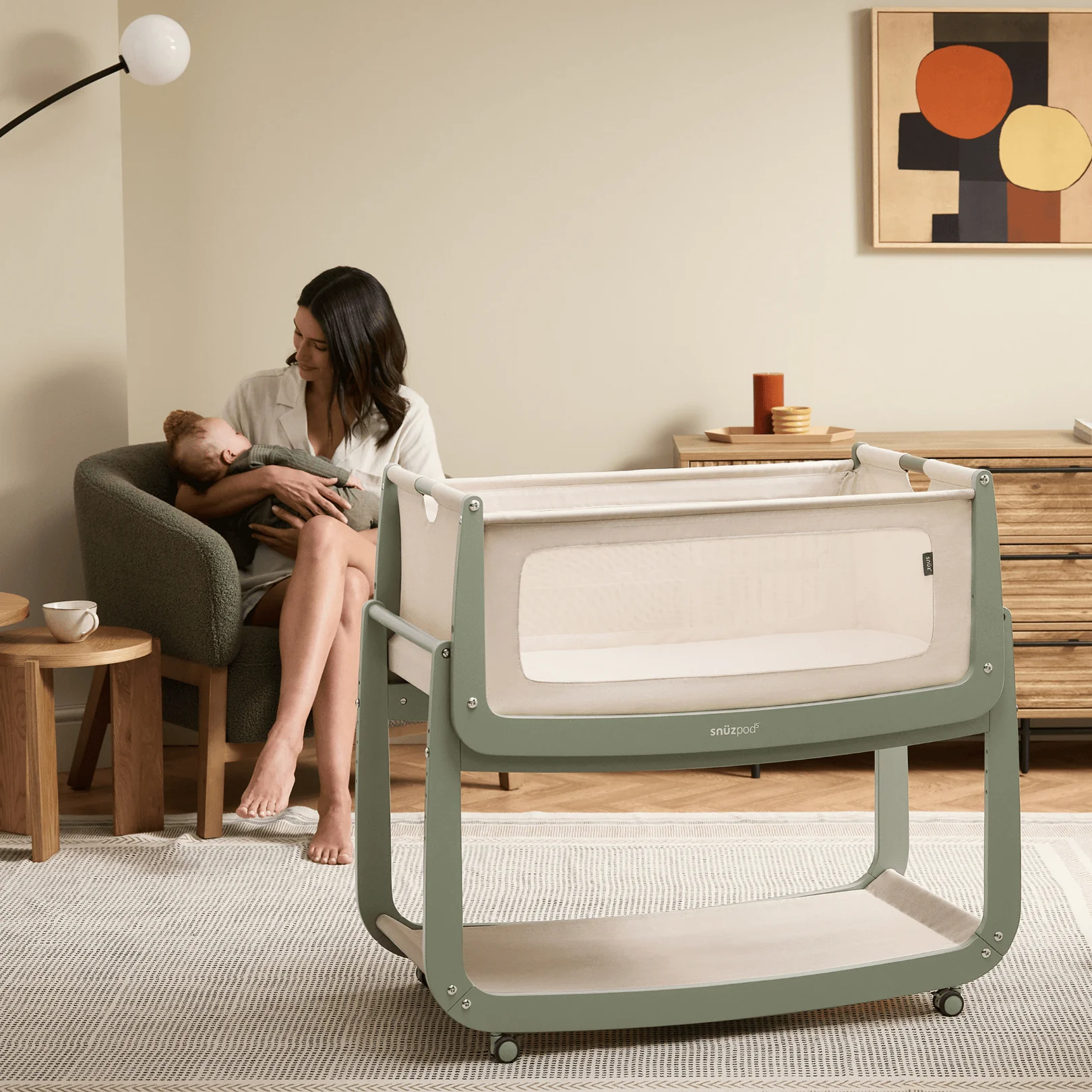 SnuzPod5 Bedside Crib Sage - Image 6