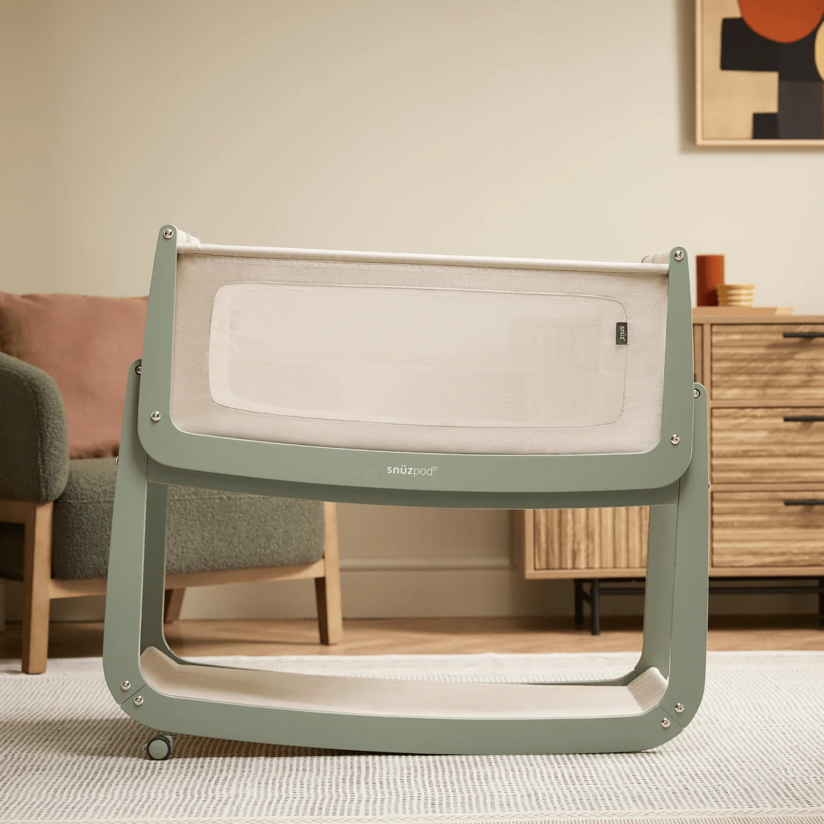 SnuzPod5 Bedside Crib Sage - Image 9